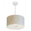 Ver imagem 5 de Lustre Pendente Cilíndrico Md-4031 Cúpula em Tecido 40x21cm Rustico Bege - Bivolt