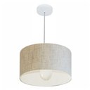 Ver imagem 1 de Lustre Pendente Cilíndrico Md-4031 Cúpula em Tecido 40x21cm Rustico Bege - Bivolt