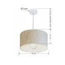 Ver imagem 2 de Lustre Pendente Cilíndrico Md-4031 Cúpula em Tecido 40x21cm Rustico Bege - Bivolt