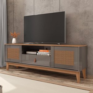 Rack para TV até 60 Polegadas Pés em Madeira Maciça 160cm Esmeralda Versátile