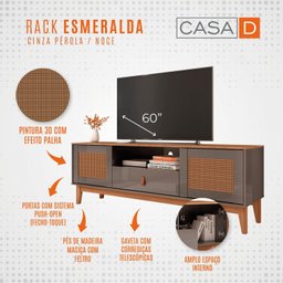 Rack para TV até 60 Polegadas Pés em Madeira Maciça 160cm Esmeralda Versátile - 8