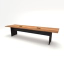 Ver imagem 2 de Conjunto Sala de Reunião Mesa 3,20m Painel para Tv Ng F5 Cor:nogal com Preto