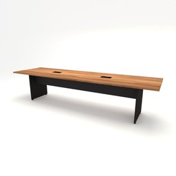 Conjunto Sala de Reunião Mesa 3,20m Painel para Tv Ng F5 Cor:nogal com Preto - 2