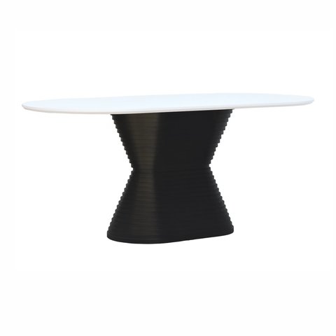Mesa de Jantar Apollo Tampo Oblongo 180x90cm Preto/Branco
