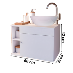 Gabinete para banheiro madeira 60cm suspenso Itália - 4 Gabinete para banheiro madeira 60cm suspenso Itália - 4