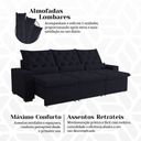 Ver imagem 2 de Sofá Retratil Confort Black 290m Suede Reclinável Super Conforto para Ambientes Amplos Milão Preto