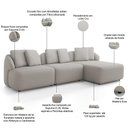 Ver imagem 4 de Sofá 3 Lugares com Chaise Direito Sala Living 248cm Arlo F04 Linho Cru - Lyam Decor