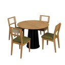 Ver imagem 2 de Conjunto Sala de Jantar Mesa Redonda Nature com 4 Cadeiras Tela Sintética Freijó/preto/verde