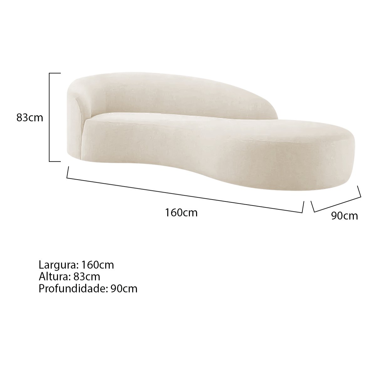 Divã Recamier Orgânico França 160cm Lado Direito Bouclé - 3