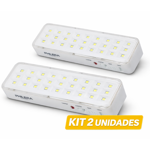 Kit 2 Luz Emergência 30 Led Recarregável até 6h Branco