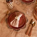 Ver mais imagens de Aparelho de Jantar Cerâmica e Faqueiro Inox Dourado 24 Peças Mesa Posta Elegante 6 Pessoas
