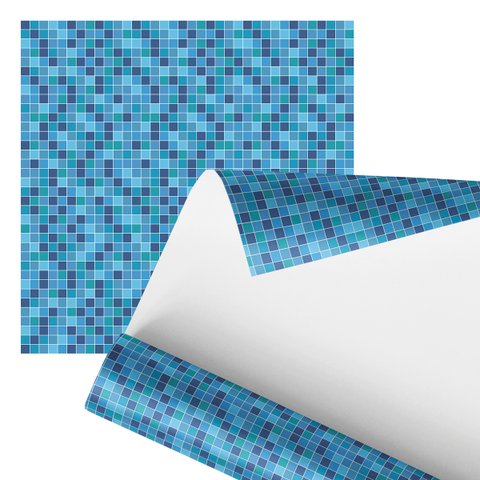 Papel de Parede Adesivo Azulejo Pastilha Tons Azuis 2,80m