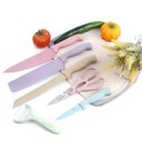 Ver imagem 1 de Faqueiro Completo Kit Facas Tesoura Descascador Aco Inox Coloridas Conjunto Gourmet 6 Pecas