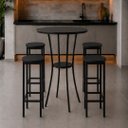 Ver imagem 1 de Conjunto Mesa Alta Bistrô Porto com 4 Banquetas Alta Kassel Cor Preto - Kmj