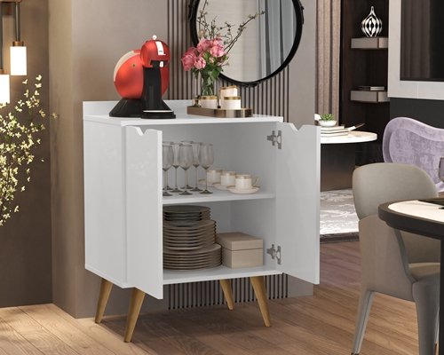 Aparador 2 Portas Buffet Acalanto Cantinho Café Pés Palito Branco - Comprar Moveis em Casa - 2