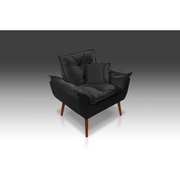 Poltrona Opala+ 2 Almofadas Suede Preto - Modena Decor - 1