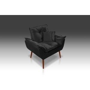 Poltrona Opala+ 2 Almofadas Suede Preto - Modena Decor