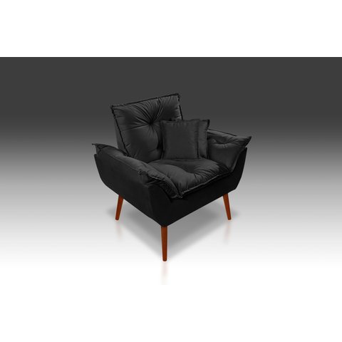 Poltrona Opala+ 2 Almofadas Suede Preto - Modena Decor