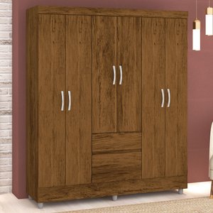 Guarda-roupa Casal San Diego 6 Portas 2 Gavetas Imbuia Rústico - Panorama Móveis