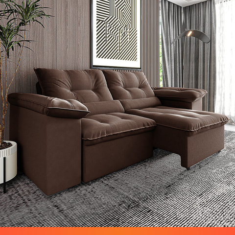 Estofado Sofá Barcelona 230cm Retrátil e Reclinável