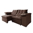 Ver imagem 2 de Estofado Sofá Barcelona 2.30 Metros Retrátil e Reclinável - Marrom