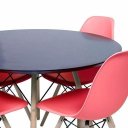 Ver imagem 2 de Conjunto Mesa Eames Preta 110cm e 4 Cadeiras Eames PP Coral