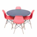 Ver imagem 1 de Conjunto Mesa Eames Preta 110cm e 4 Cadeiras Eames PP Coral