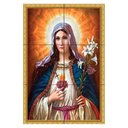 Ver imagem 1 de Quadro Imaculado Coração de Maria com Lírios Brancos 60x40 em Azulejos