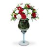 Arranjo Centro de Mesa Vaso Taça Vidro Flores Rosas Mix - 1