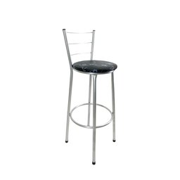 Banqueta Alta Prata Cozinha Gourmet Americana - Preto Floral - 1