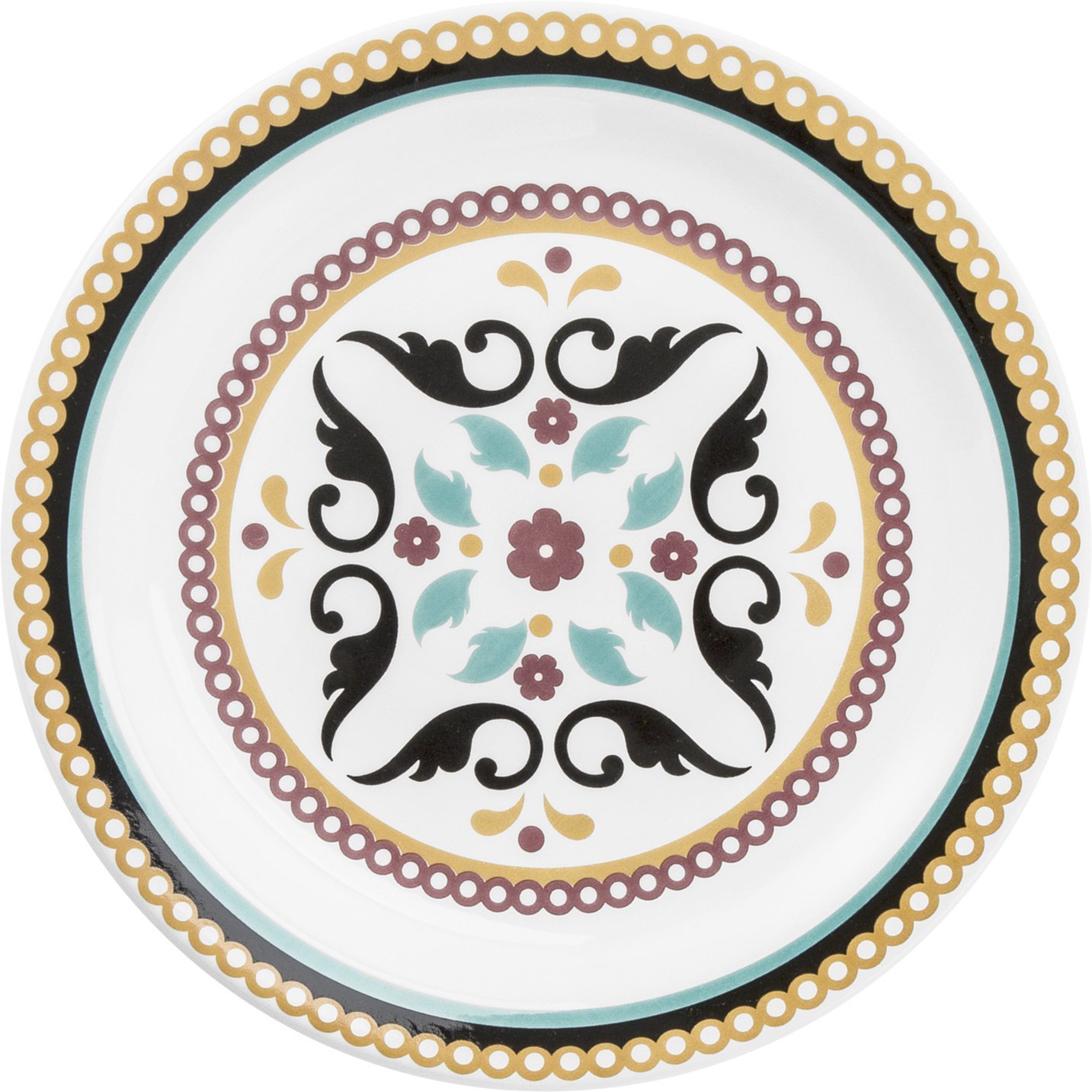 Kit 6 Pratos de Sobremesa Floreal Luiza Oxford® Cerâmica 20 cm