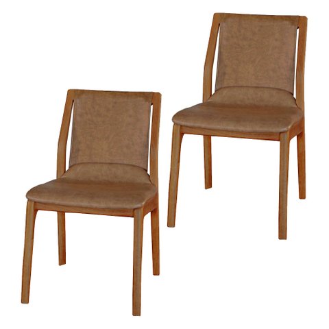 Kit 2 Cadeiras Decorativas Sala de Jantar Madeira Maciça Bruyne PU Marrom - Gran Belo