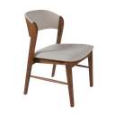 Ver imagem 1 de Cadeira Encosto em Madeira Estofado Linho Creme. Cor Natural