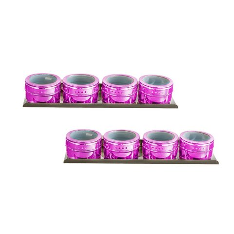 Kit 8 Porta Temperos Condimento Magnetico Colorido Inox Imã Roxo