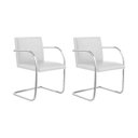 Ver imagem 1 de Kit 2 Cadeiras Brno Couro Natural Branco Tubular Cromada