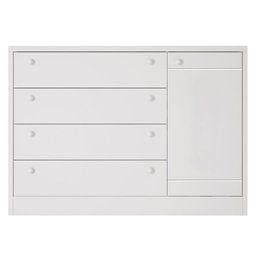 Cômoda Infantil Bonny 1 Porta e 4 gav Branco Fosco - Reller Móveis - 1