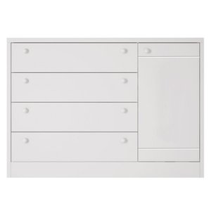 Cômoda Infantil Bonny 1 Porta e 4 gav Branco Fosco - Reller Móveis