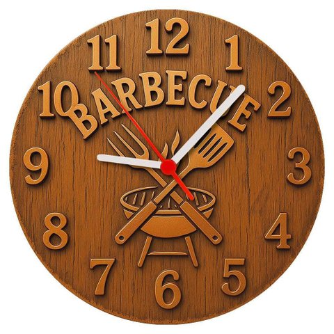 Relógio de Parede - Barbecue Churrasco -efeito 3d -25x25x2cm