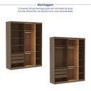 Ver imagem 6 de Kit Guarda Roupas 4 Portas, Cama Casal/Queen com LED e Cômoda Seringal CabeCasa MadeiraOriginals Marrom/Nogal