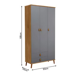 Conjunto Premium Guarda Roupa e Cômoda Jujuba Design Moderno:cinza - 8