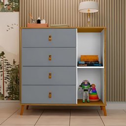 Conjunto Premium Guarda Roupa e Cômoda Jujuba Design Moderno:cinza - 5