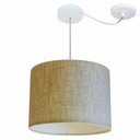 Ver imagem 1 de Lustre Pendente Cilíndrico com Desvio Md-4227 Cúpula em Tecido 40x30cm Rustico Bege - Bivolt
