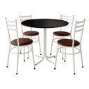 Ver imagem 1 de Mesa de Jantar Redonda 80cm Preta com 4 Cadeiras Estofada Branca
