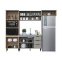 Ver mais imagens de Cozinha Completa Modulada 4 Peças com Aéreo Ripado e Aéreo Geladeira Lavínia Marrom/Imperial/Fumê