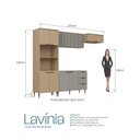 Ver imagem 4 de Cozinha Completa Modulada 4 Peças com Aéreo Ripado e Aéreo Geladeira Lavínia Marrom/Imperial/Fumê