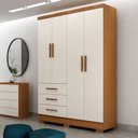 Ver imagem 4 de Guarda Roupa Casal Berlim 4 Portas 3 Gavetas Cinamomo Fendi com Pés - Novo Horizonte