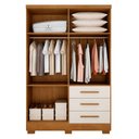 Ver imagem 3 de Guarda Roupa Casal Berlim 4 Portas 3 Gavetas Cinamomo Fendi com Pés - Novo Horizonte