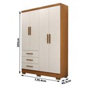 Ver imagem 2 de Guarda Roupa Casal Berlim 4 Portas 3 Gavetas Cinamomo Fendi com Pés - Novo Horizonte