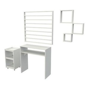 Kit Manicure Mesa Carrinho Estante Esmalte Nichos Mdp Vetorial Móveis