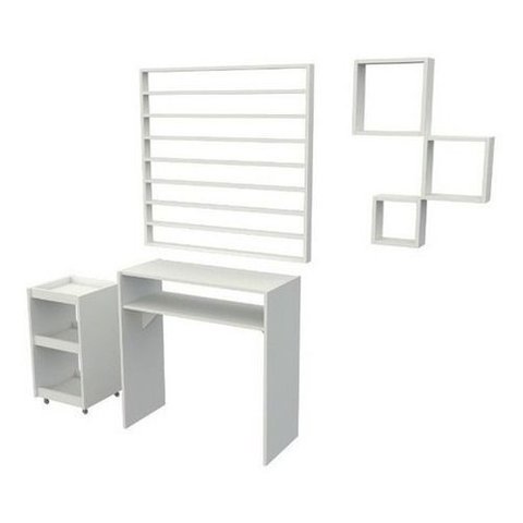 Kit Manicure Mesa Carrinho Estante Esmalte Nichos Mdp Vetorial Móveis